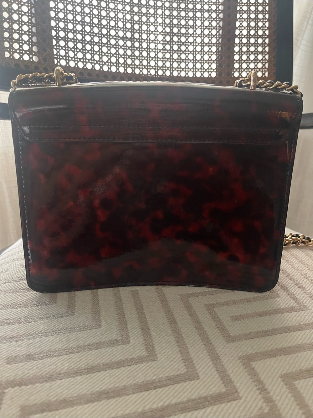 Tory Burch Tortoiseshell Patent Crossbody with Gold Chain - Picture 2 of 6